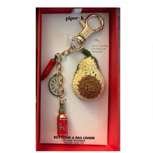 Piper K Guacomole Chili Pepper Lime Hot Sauce Bag Charm Key Chain